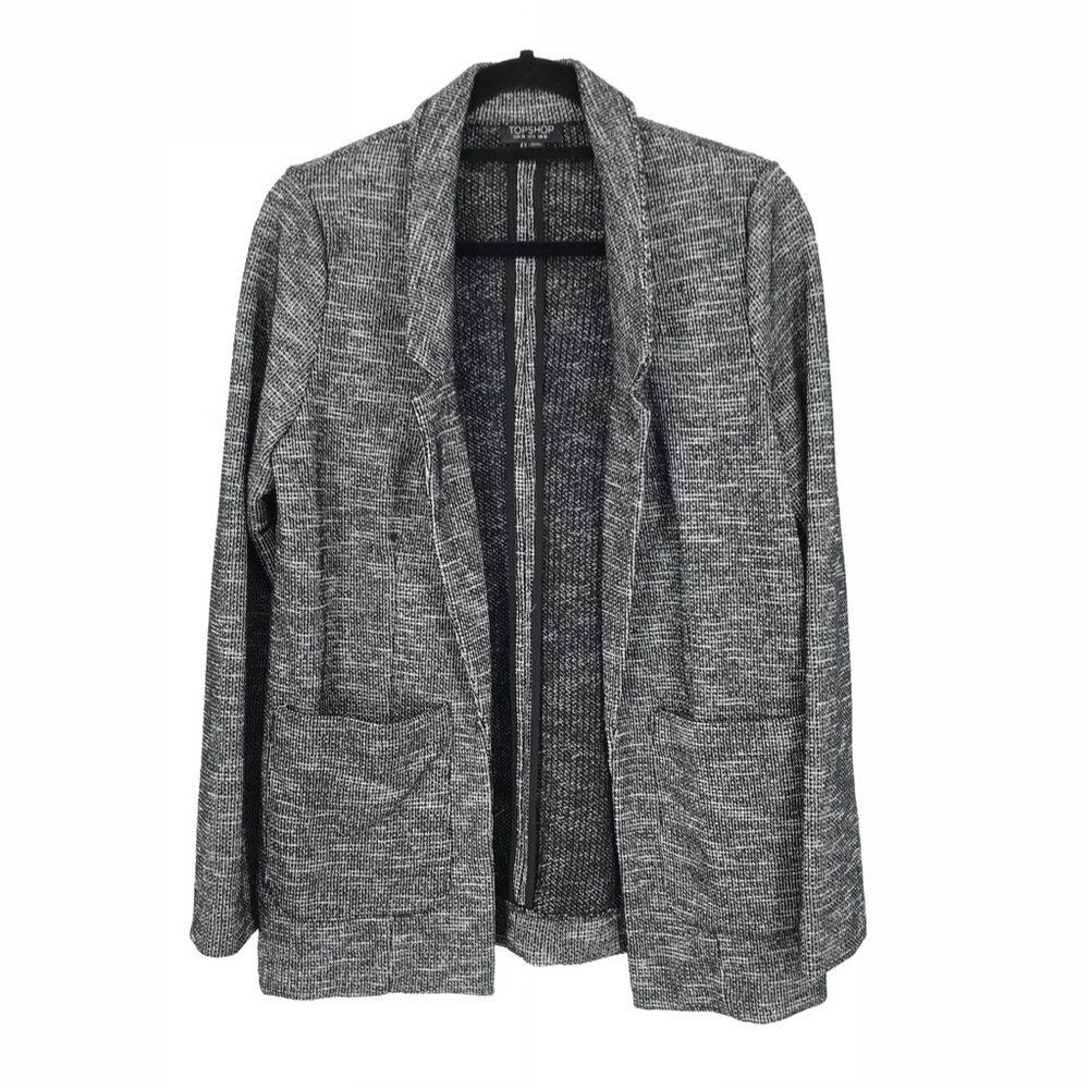 Topshop Sz 6 Boucle Jersey Boyfriend Blazer Gray